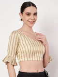 Cotton Tissue Striped Readymade Blouse