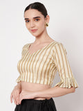 Cotton Tissue Striped Readymade Blouse