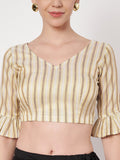 Cotton Tissue Striped Readymade Blouse