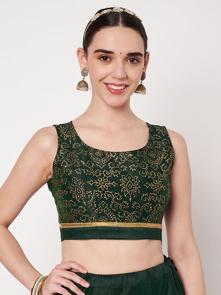 Dupion Block Printed Back-tie Readymade Blouse