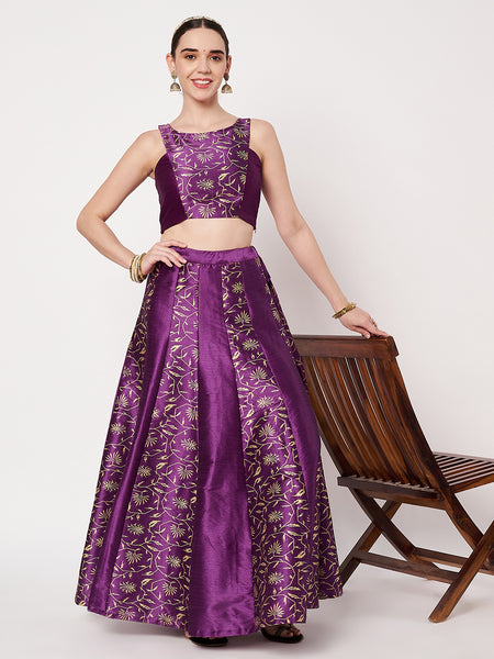 Dupion Block Printed Panelled Readymade Blouse