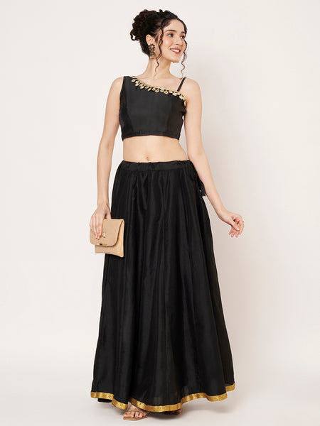 Silk Blend One Shoulder Embellished Readymade Blouse