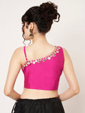 Silk Blend One Shoulder Embellished Readymade Blouse