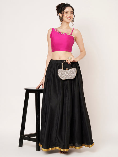 Silk Blend One Shoulder Embellished Readymade Blouse