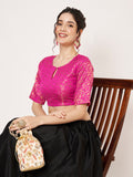Brocade Short Sleeves Readymade Blouse