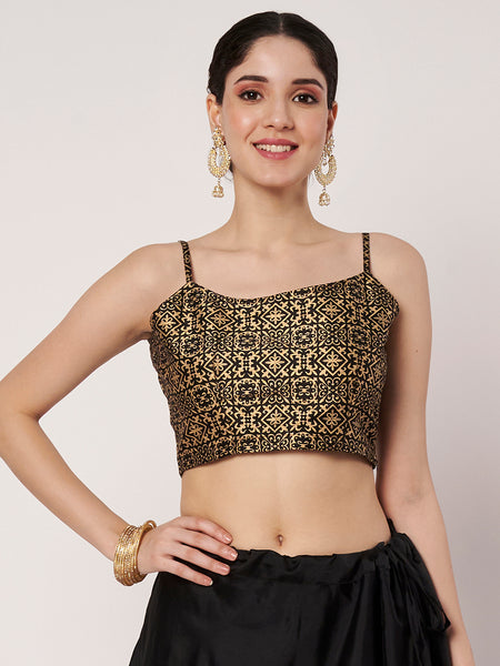 Dupion Hand Block Printed Spaghetti Readymade Blouse