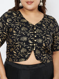Plus Size Viscose Block Printed Button Down Blouse