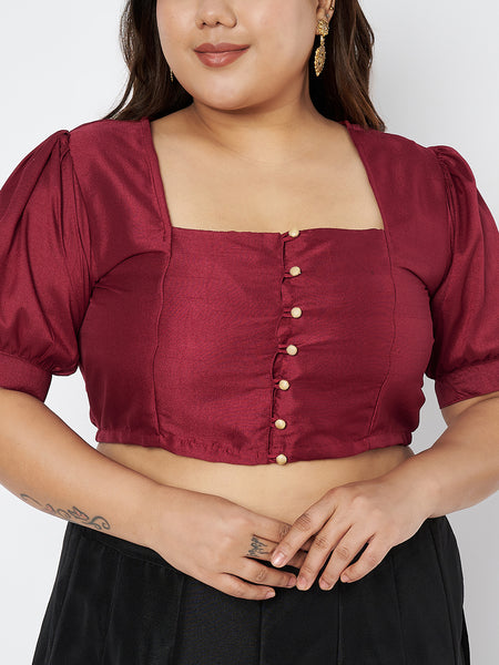 Plus Size Silk Blend Button Down Blouse