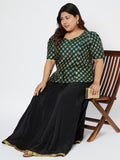Plus Size Silk Blend Hand Block Printed Blouse
