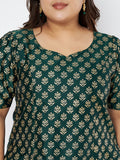 Plus Size Silk Blend Hand Block Printed Blouse