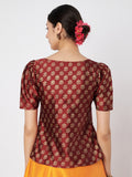 Plus Size Silk Blend Hand Block Printed Blouse