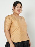 Plus Size Silk Blend Hand Block Printed Blouse