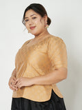 Plus Size Silk Blend Hand Block Printed Blouse