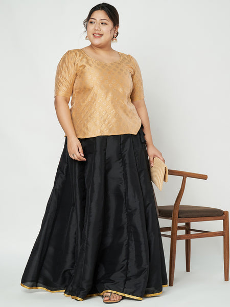 Plus Size Silk Blend Hand Block Printed Blouse