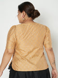 Plus Size Silk Blend Hand Block Printed Blouse