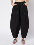 Cotton Solid Pocket Loose Fit Trousers