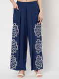 Cotton Front Pleat Side Print Trouser