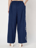 Cotton Front Pleat Side Print Trouser