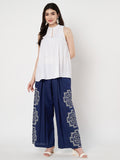 Cotton Front Pleat Side Print Trouser