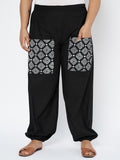 Plus Size Cotton Block Printed Pocket Trouser