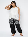 Plus Size Cotton Block Printed Pocket Trouser