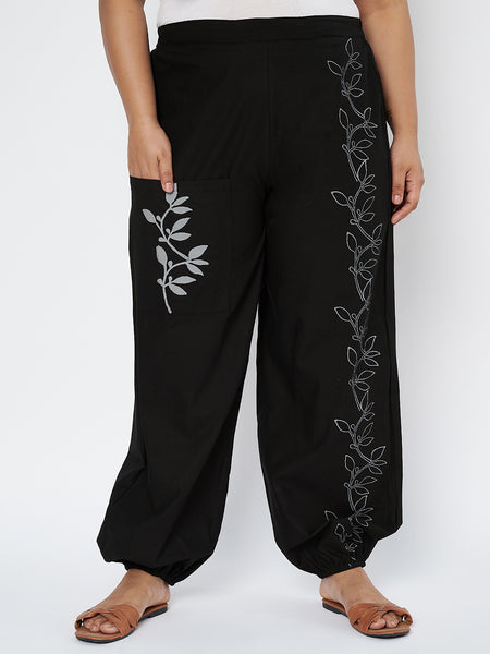 Plus Size Cotton Block Printed Pocket Trouser