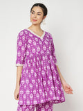 Cotton Printed Embellished Peplum Kurti