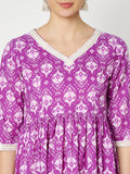 Cotton Printed Embellished Peplum Kurti
