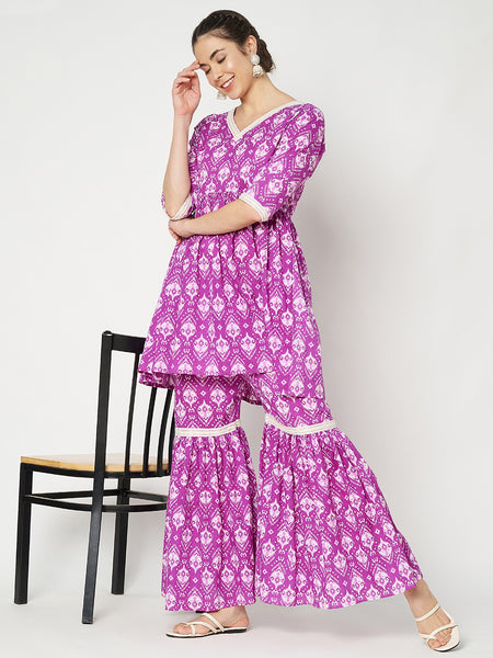 Cotton Printed Embellished Peplum Kurti