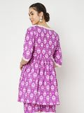 Cotton Printed Embellished Peplum Kurti