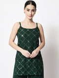 Georgette Sequin Embroidered Spaghetti Kurti