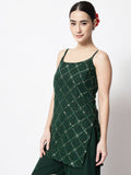 Georgette Sequin Embroidered Spaghetti Kurti