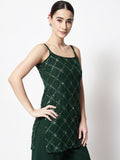Georgette Sequin Embroidered Spaghetti Kurti
