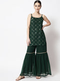 Georgette Sequin Embroidered Spaghetti Kurti