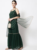 Georgette Sequin Embroidered Spaghetti Kurti