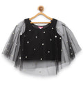 Net Sequins Embroidered Cape Top