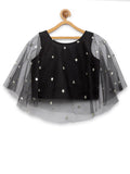 Net Sequins Embroidered Cape Top
