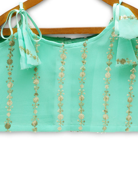 Georgette Sequins Embroidered Tie-up Top