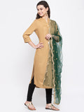 Net Foil Embroidered Scallop Dupatta