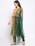 Net Foil Embroidered Scallop Dupatta