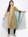 Net Foil Embroidered Scallop Dupatta