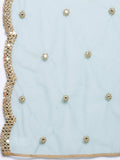 Net Foil Embroidered Scallop Dupatta