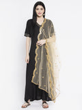 Net Foil Embroidered Scallop Dupatta