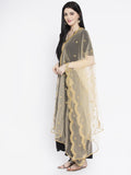 Net Foil Embroidered Scallop Dupatta