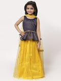 Net Sequins Embroidered Peplum Lehenga Set with Dupatta