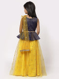Net Sequins Embroidered Peplum Lehenga Set with Dupatta