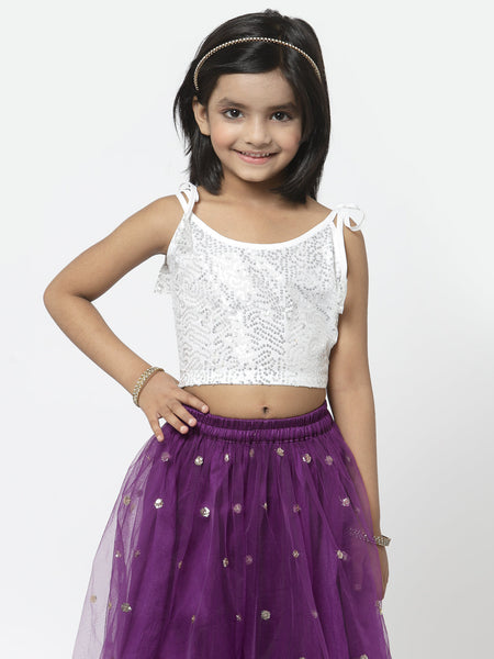 Net Sequins Embroidered Tie-up Top