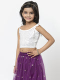 Net Sequins Embroidered Tie-up Top