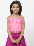 Net Sequins Embroidered Ruffle Top