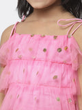 Net Sequins Embroidered Ruffle Top